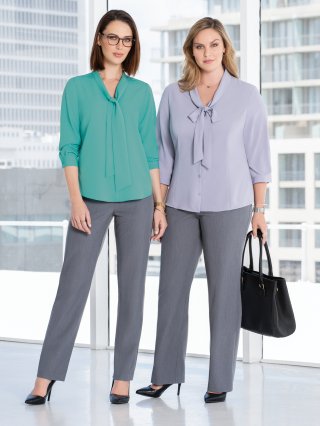 Platinum Suiting with Fern and Palm Pearl Polyester blouses.