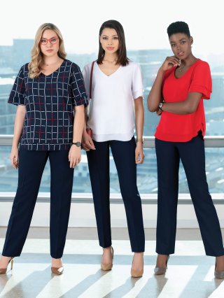 Nautical Navy Suiting with District blouses and Red Navy Dot cotton shirts.