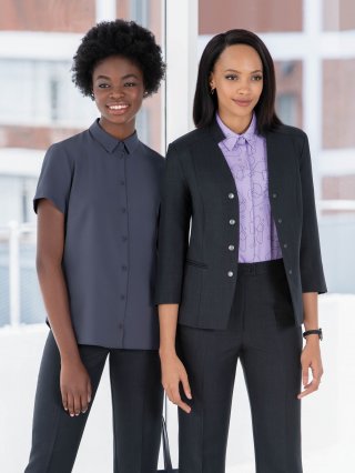 Graphite Suiting with Lilac Apollo blouses.