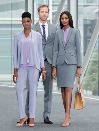 Silver Suiting with Amethyst blouses and Purple Weave cotton shirts.