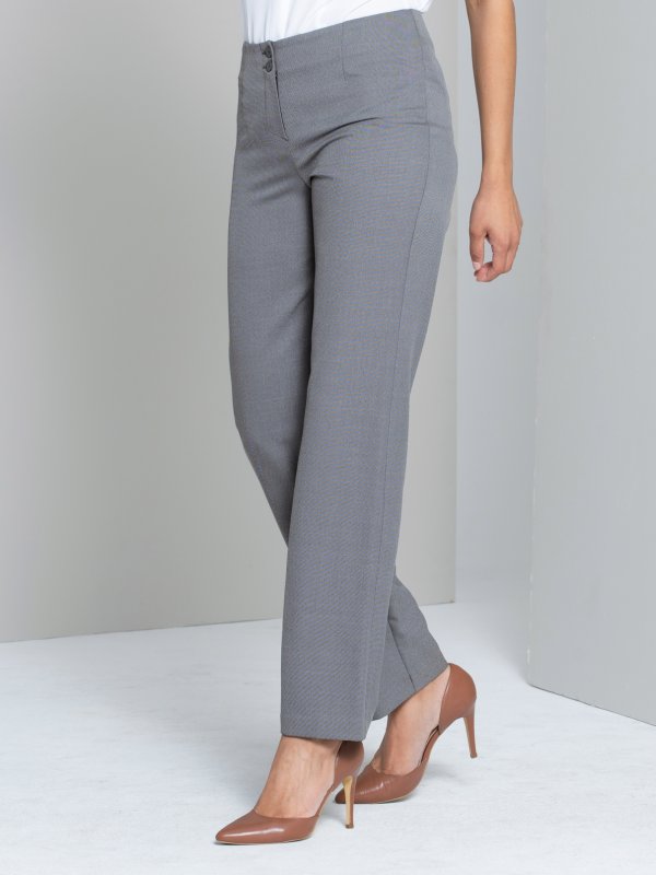 Slax, Piper, Silver: Classic Fit pants with a regular rise and a straight leg.

