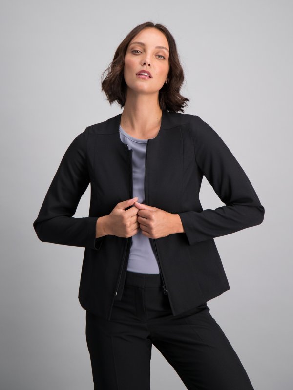 Casual Jacket, Bardot, Liquorice: Long sleeve jacket with zip front, unlined