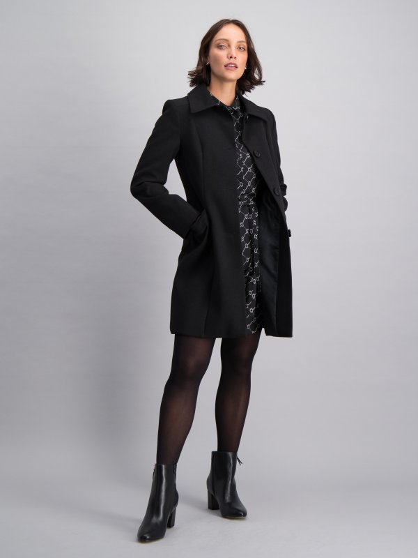 Coats, Lynn, Black Melton: Melton to melt your heart , knee-length classic coat, a must have for winter