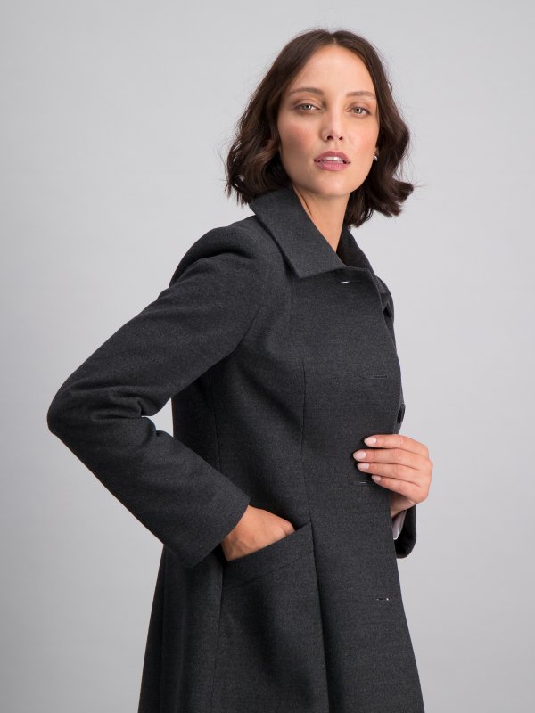 Coats, Lynn, Charcoal Melton: Melton to melt your heart , knee-length classic coat, a must have for winter