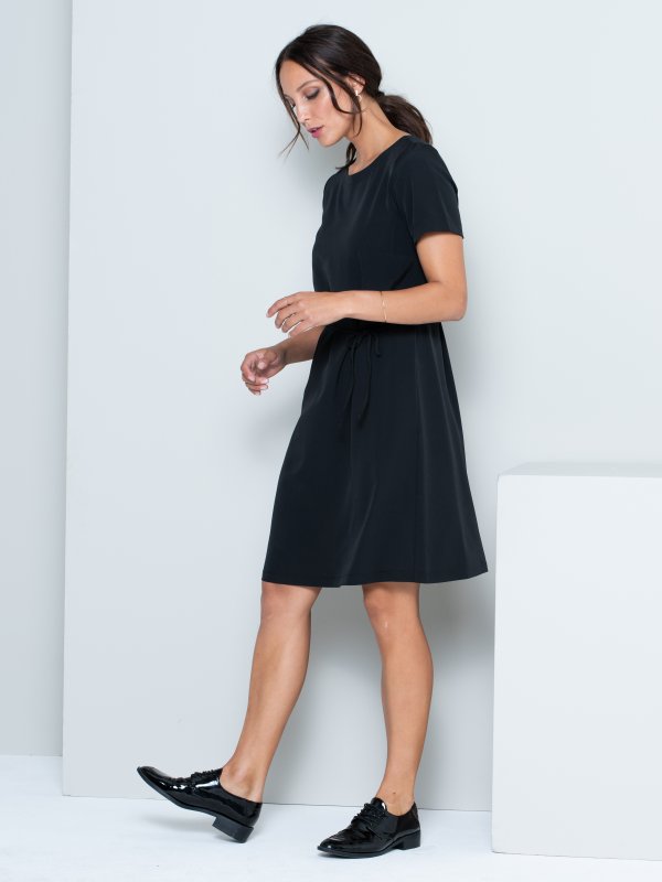 Dresses, Ciara , Pearl Black: Classic short sleeved , unlined shift dress.


