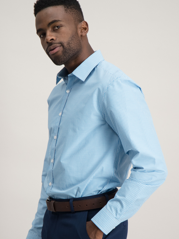 Shirts, Dean, Limpet Check: Fitted Long Sleeve Men's shirt, no front pocket.  Approx. 75cm