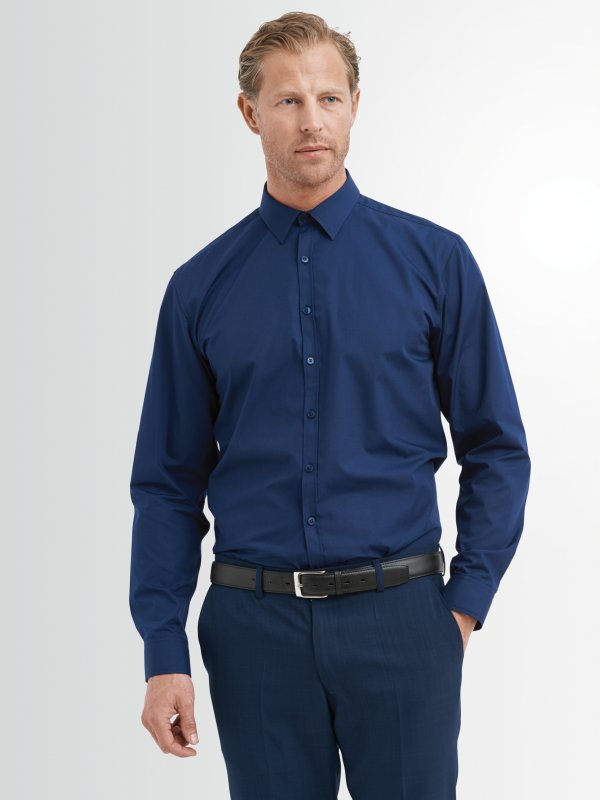 Shirts, Dean, Ink Navy : Fitted Long Sleeve Men's shirt, no front pocket.  Approx. 75cm