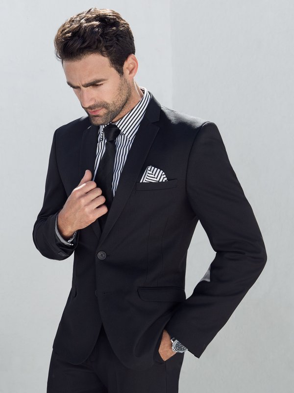 Jackets, Jim, Granite Black: Fitted, Lined Slim fit blazer. Approx. 75cm centre back length