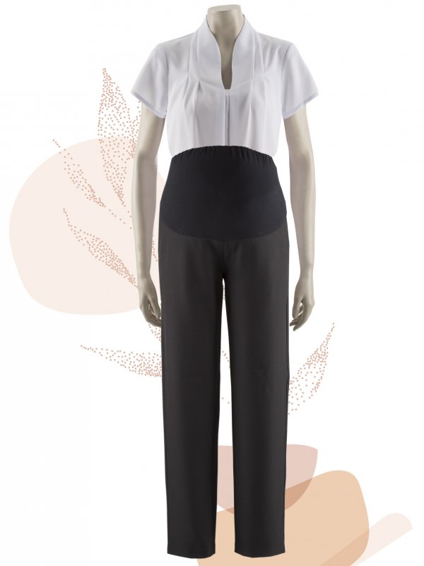 Maternity, Madelyn , Liquorice Contr. Blk: Our office friendly maternity , pull on comfortable stretch knit belly 