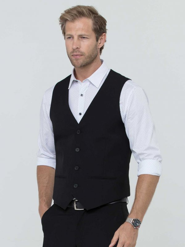 Jackets, Jason, Granite Black: Fitted, Men's Slim fit lined waistcoat, Approx. 58cm centre back length