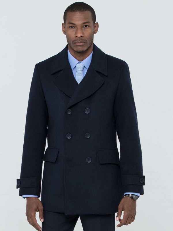 Coats, Peter, Navy Melton: Long Sleeve Classic, Double Breasted Pea Coat. Fully Lined. Approx.
85cm centre back