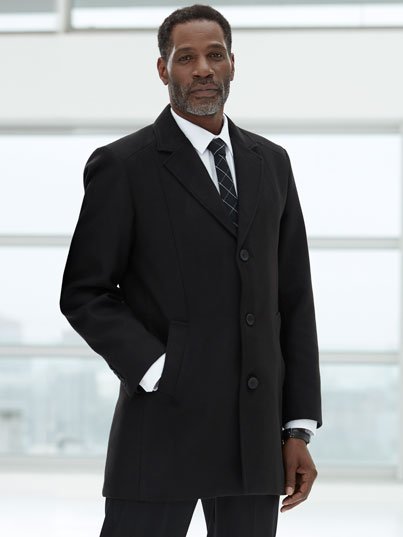 Coats, Noah, Black Melton: Classically styled, men's coat, fully lined , Approx. 90cm centre back length.