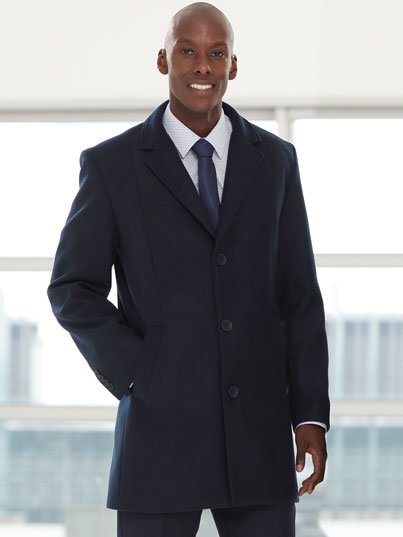Coats, Noah, Navy Melton: Classically styled, men's coat, fully lined , Approx. 90cm centre back length.